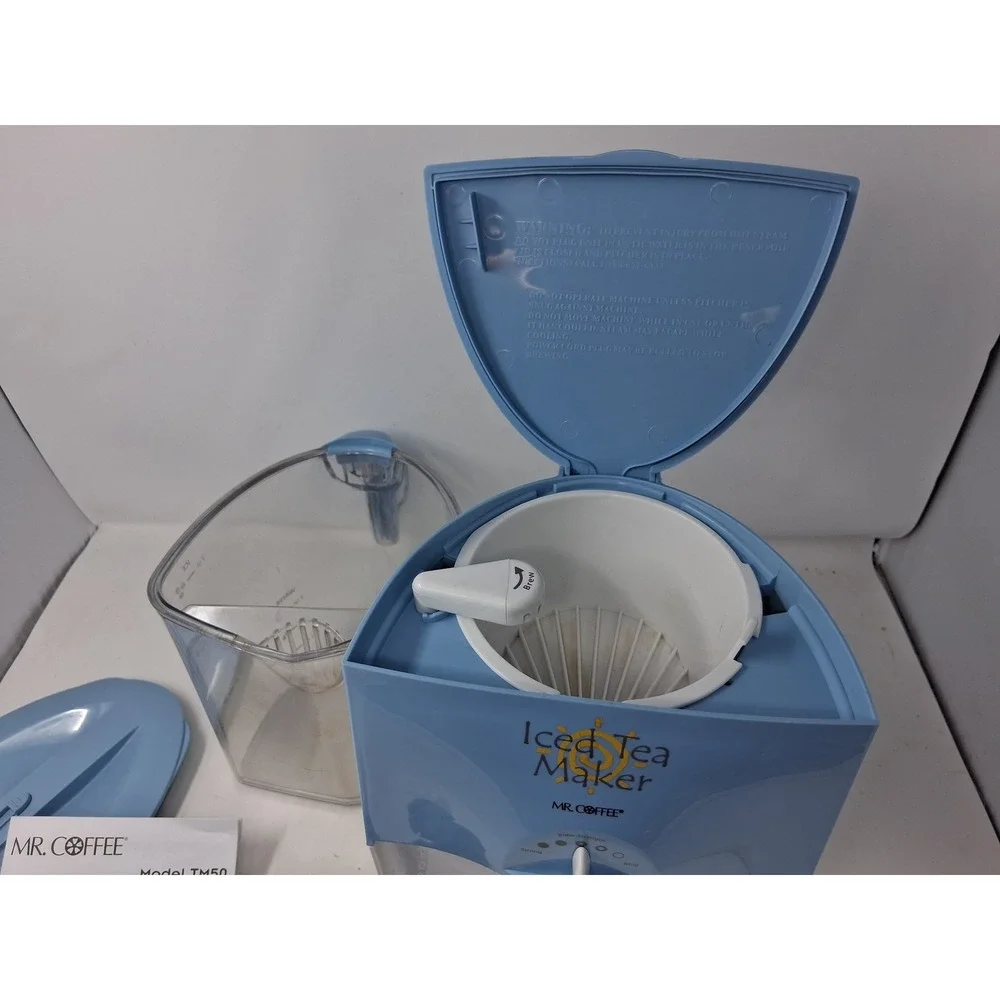 Mr. Coffee TM50 Iced Tea and Iced Coffee Maker 2 Quart Blue White with Manual